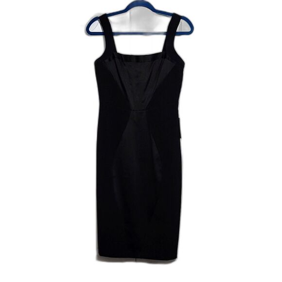 Express Midi Dress – Sleek Silver Zipper & Luxe Mixed Fabrics, Size 6 - Picture 1 of 4